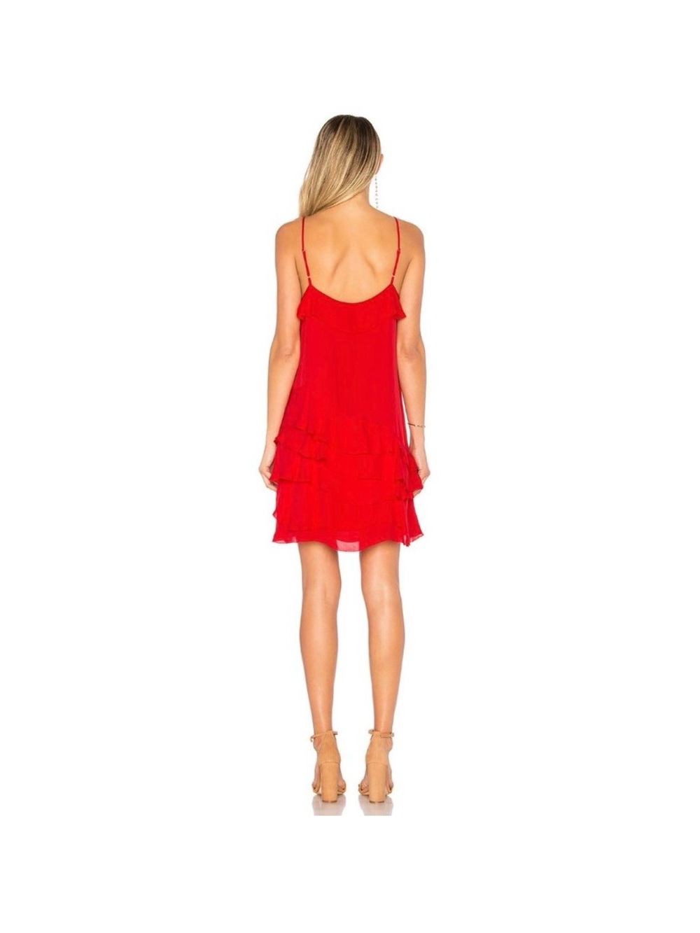 Parker Red Silk Strappy Sleeveless Tiered Ruffle Athena Mini Dress- Sz XS - Picture 3 of 14